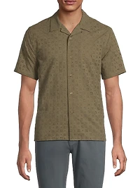 Eyelet Cotton Camp Short-Sleeve Shirt