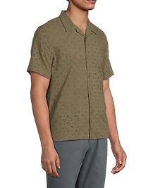 Eyelet Cotton Camp Short-Sleeve Shirt