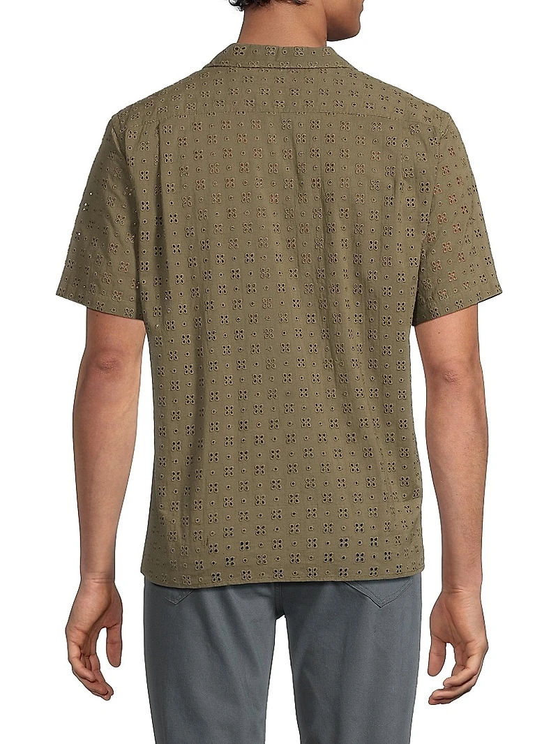 Eyelet Cotton Camp Short-Sleeve Shirt