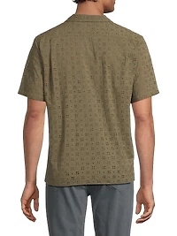 Eyelet Cotton Camp Short-Sleeve Shirt