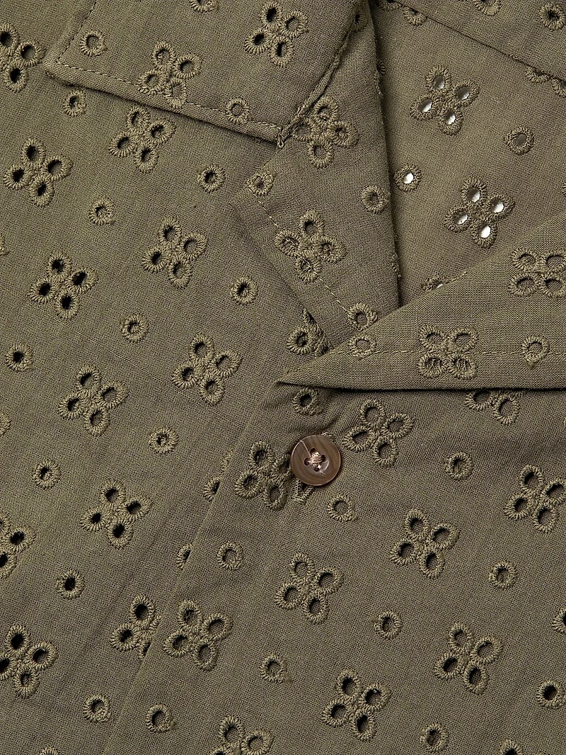 Eyelet Cotton Camp Short-Sleeve Shirt