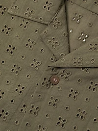 Eyelet Cotton Camp Short-Sleeve Shirt
