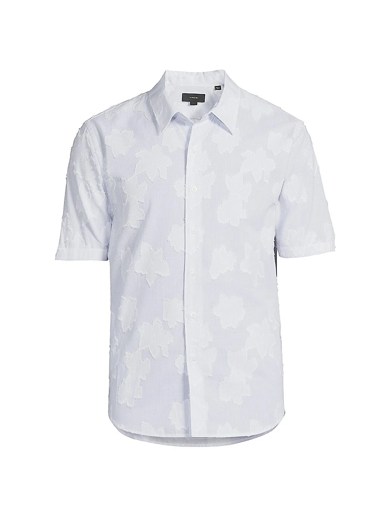 Striped Fil Coupé Cotton Short-Sleeve Shirt