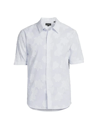 Striped Fil Coupé Cotton Short-Sleeve Shirt