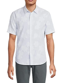 Striped Fil Coupé Cotton Short-Sleeve Shirt
