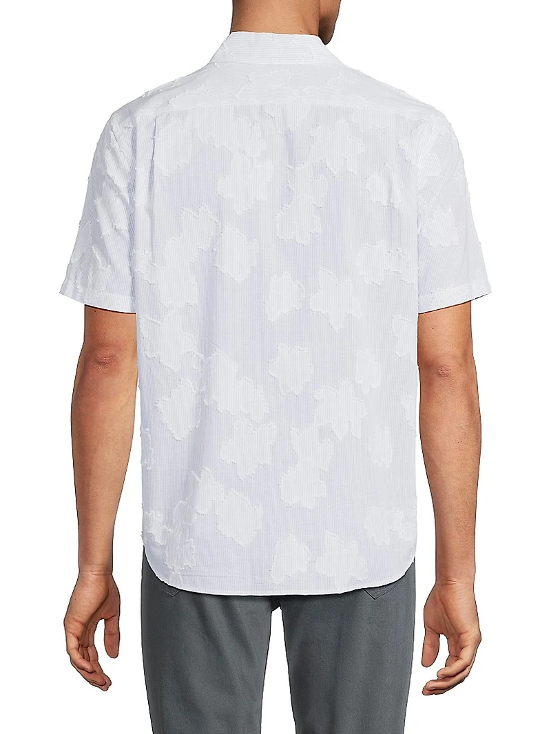Striped Fil Coupé Cotton Short-Sleeve Shirt