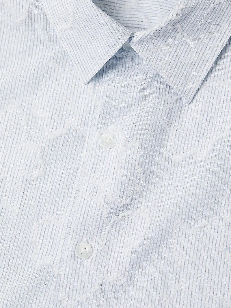 Striped Fil Coupé Cotton Short-Sleeve Shirt