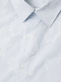 Striped Fil Coupé Cotton Short-Sleeve Shirt