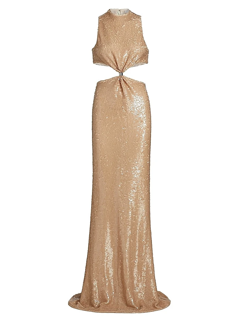 Tashi Sequined Cut-Out Gown