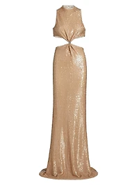 Tashi Sequined Cut-Out Gown
