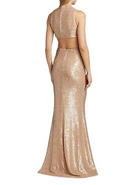Tashi Sequined Cut-Out Gown