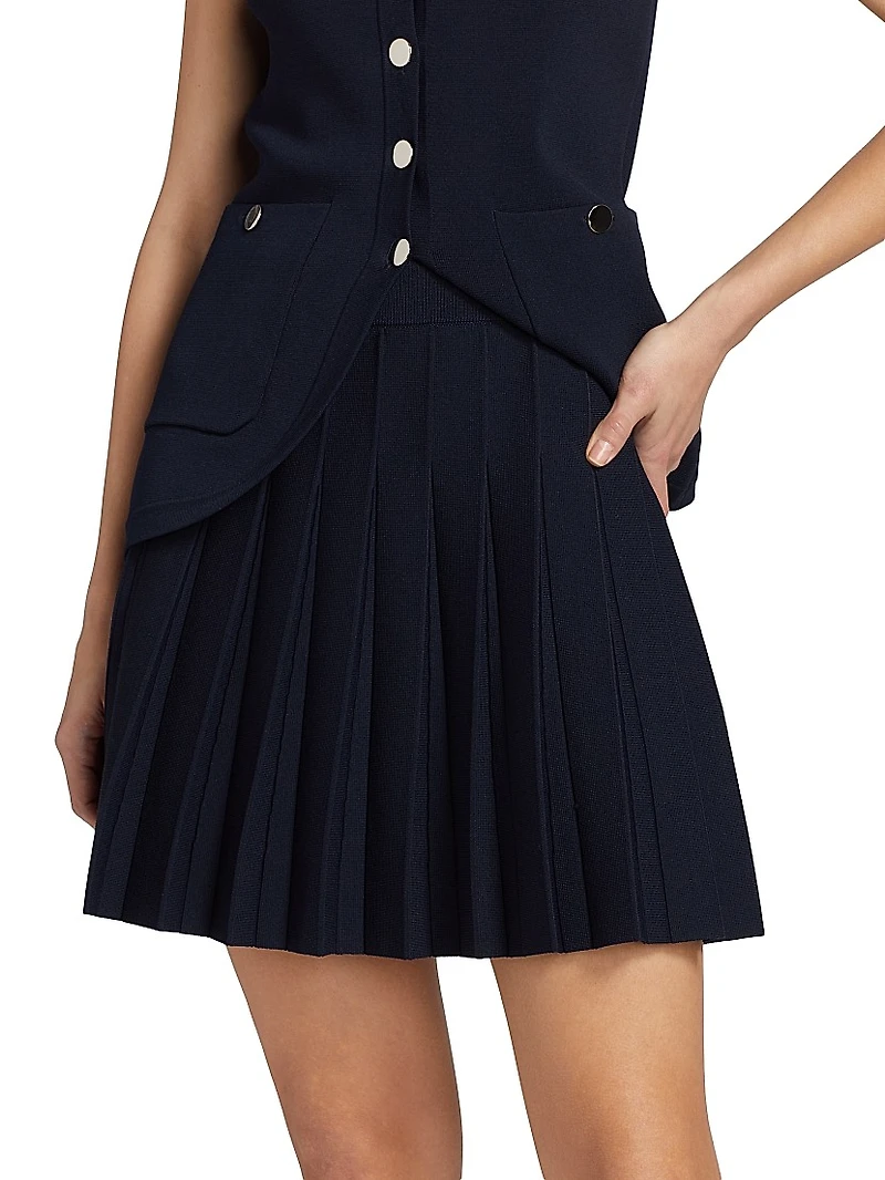 Jared Pleated Knit Miniskirt