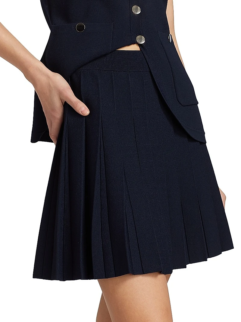 Jared Pleated Knit Miniskirt