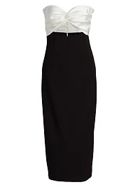 Marlo Colorblocked Satin & Stretch Cady Strapless Cocktail Dress