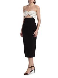 Marlo Colorblocked Satin & Stretch Cady Strapless Cocktail Dress