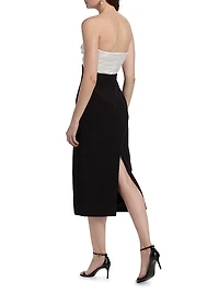 Marlo Colorblocked Satin & Stretch Cady Strapless Cocktail Dress