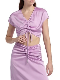 Blake Satin Ruched Crop Top