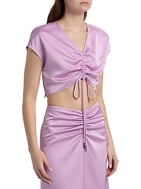Blake Satin Ruched Crop Top