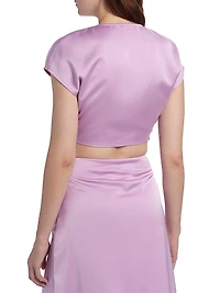 Blake Satin Ruched Crop Top