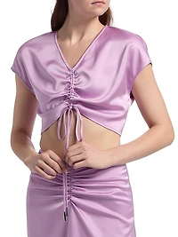 Blake Satin Ruched Crop Top