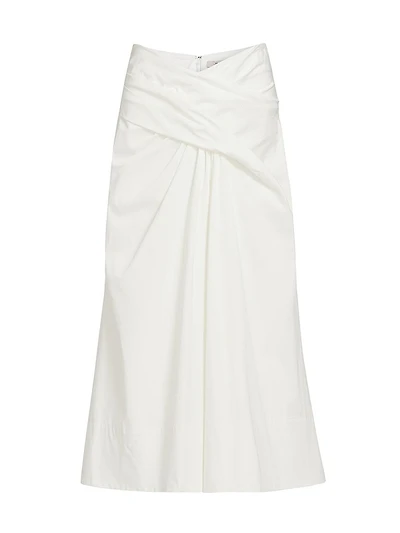 Bryn Gathered Stretch-Cotton Midi-Skirt