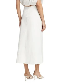 Bryn Gathered Stretch-Cotton Midi-Skirt