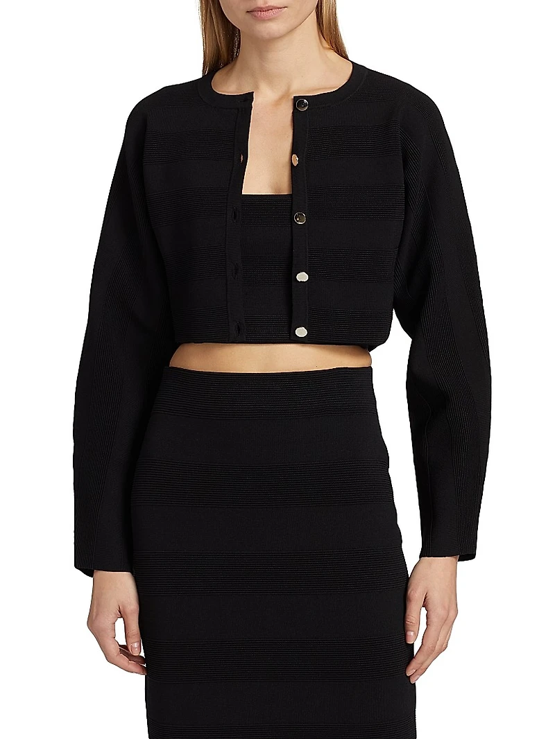 Livv Rib-Knit Crop Cardigan