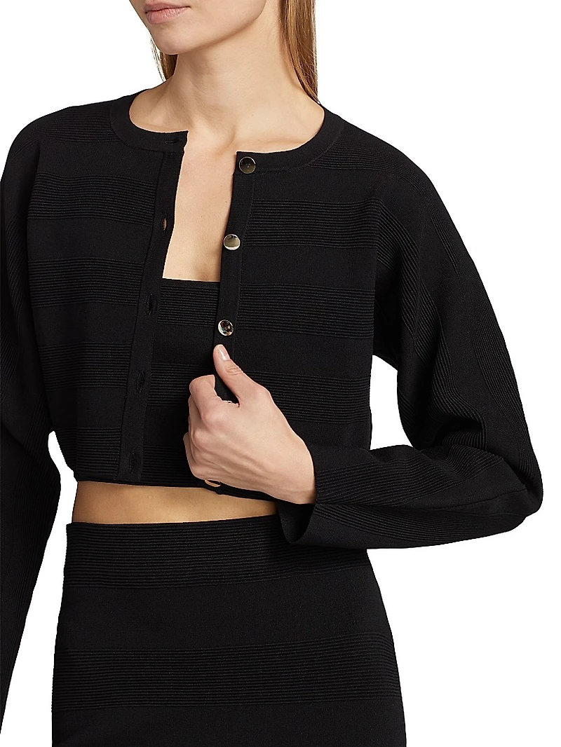 Livv Rib-Knit Crop Cardigan