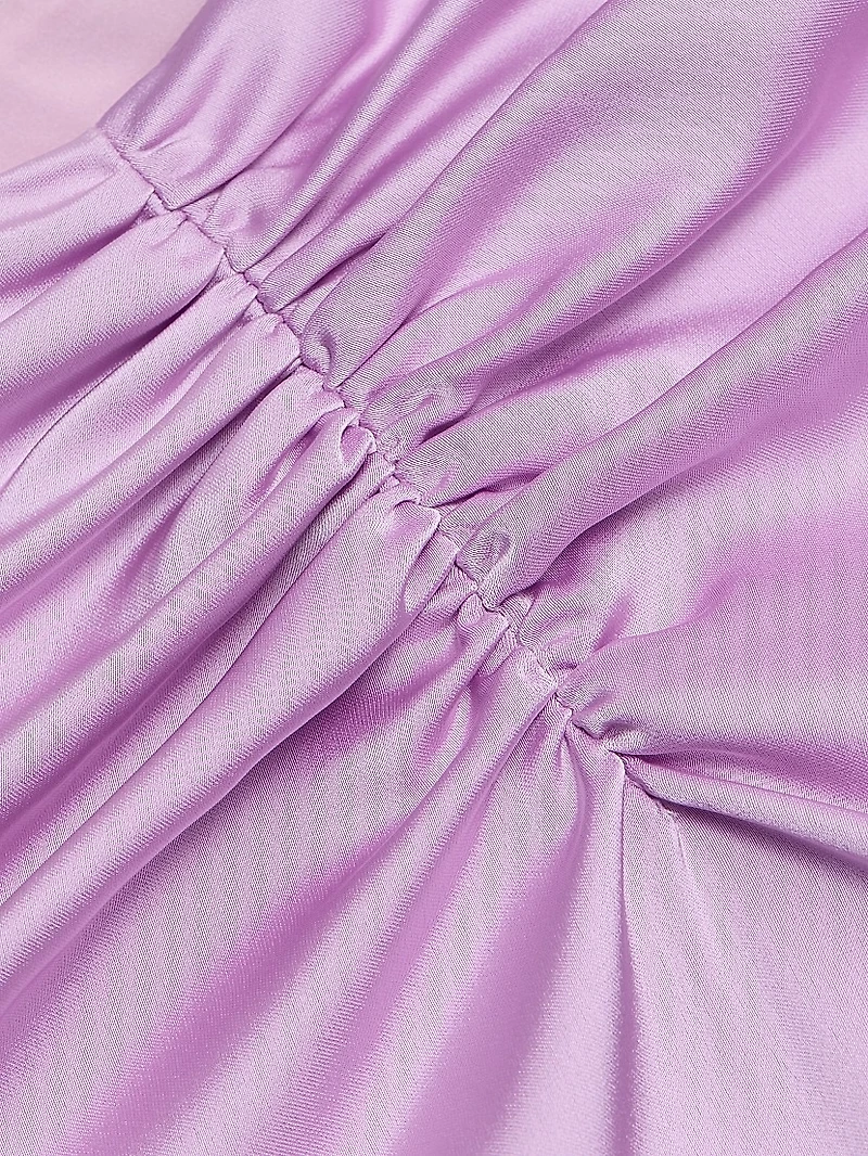 Lain Ruched Satin Midi-Skirt