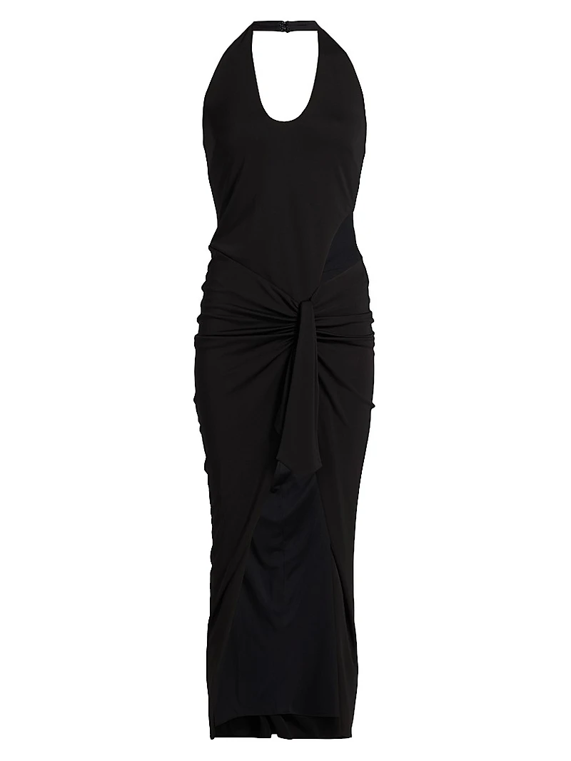 Kai Tie-Waist Ruched Maxi Dress