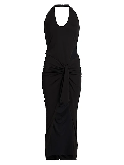 Kai Tie-Waist Ruched Maxi Dress