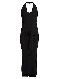 Kai Tie-Waist Ruched Maxi Dress