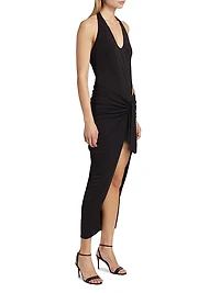 Kai Tie-Waist Ruched Maxi Dress