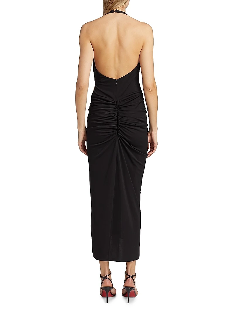 Kai Tie-Waist Ruched Maxi Dress