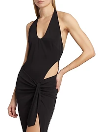 Kai Tie-Waist Ruched Maxi Dress