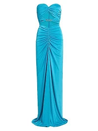 Corinne Ruched Cut-Out Gown