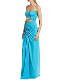 Corinne Ruched Cut-Out Gown