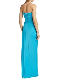 Corinne Ruched Cut-Out Gown