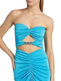 Corinne Ruched Cut-Out Gown