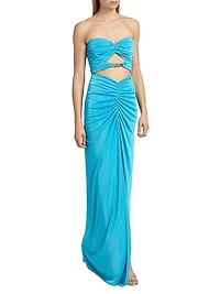 Corinne Ruched Cut-Out Gown
