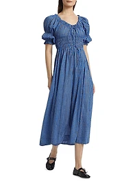 Ischia Check Smocked Midi-Dress