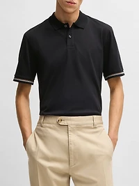 Mercerized-Cotton Regular-Fit Polo Shirt with Stripe Trims