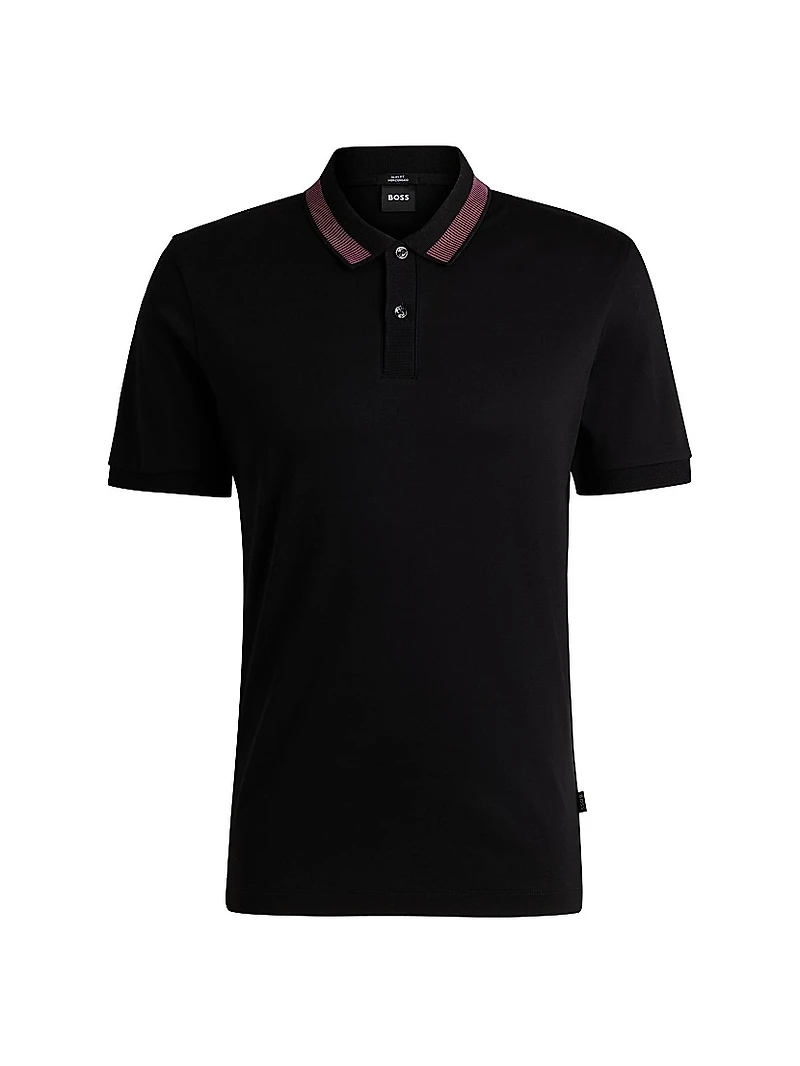Mercerized-Cotton Slim-Fit Polo Shirt with Collar Stripe
