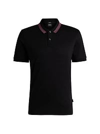 Mercerized-Cotton Slim-Fit Polo Shirt with Collar Stripe