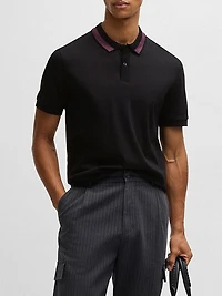 Mercerized-Cotton Slim-Fit Polo Shirt with Collar Stripe