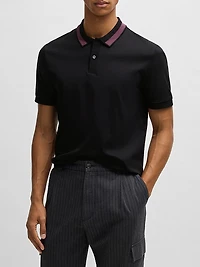 Mercerized-Cotton Slim-Fit Polo Shirt with Collar Stripe