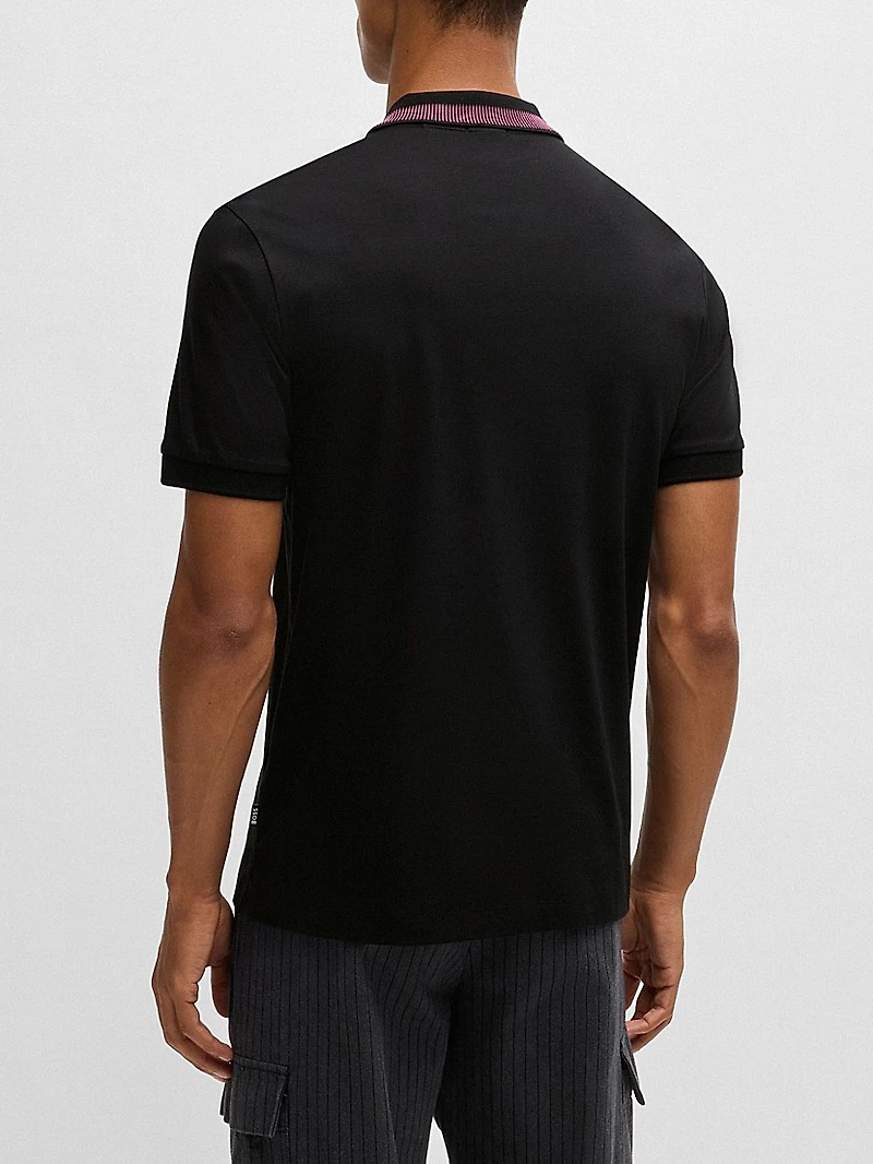 Mercerized-Cotton Slim-Fit Polo Shirt with Collar Stripe