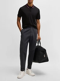 Mercerized-Cotton Slim-Fit Polo Shirt with Collar Stripe