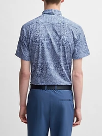 Slim-Fit Shirt Floral-Print Performance Fabric