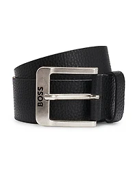 Italian-Leather Belt with Logo Buckle